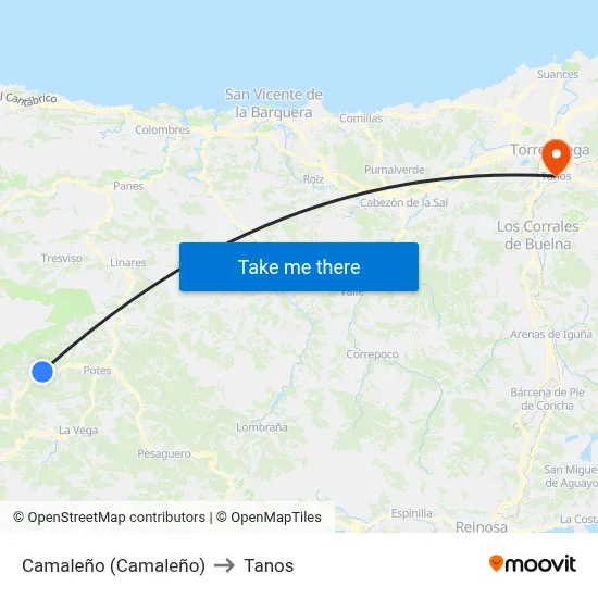 Camaleño (Camaleño) to Tanos map