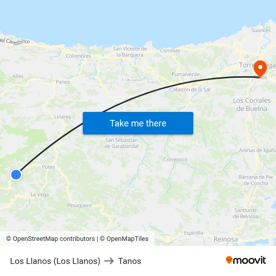 Los Llanos (Los Llanos) to Tanos map