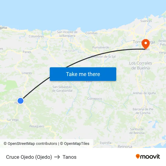 Cruce Ojedo (Ojedo) to Tanos map