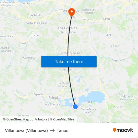 Villanueva (Villanueva) to Tanos map