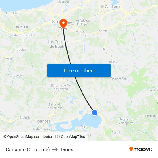 Corconte (Corconte) to Tanos map