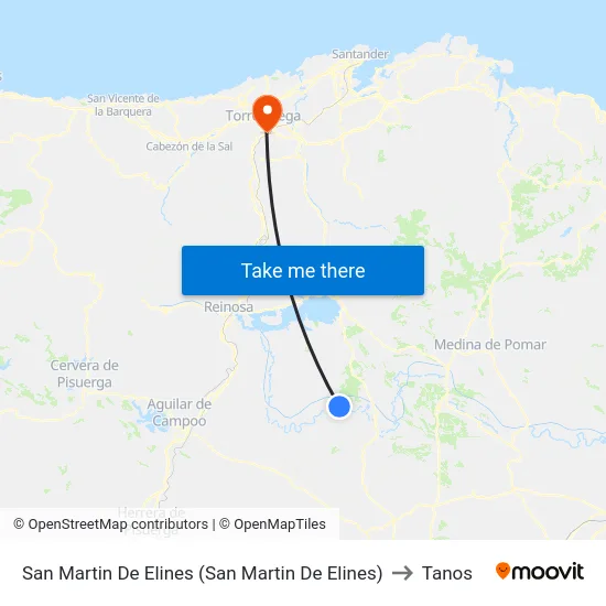 San Martin De Elines (San Martin De Elines) to Tanos map