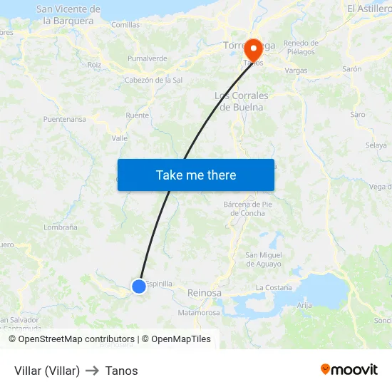 Villar (Villar) to Tanos map