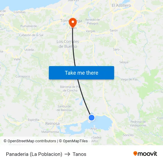 Panaderia (La Poblacion) to Tanos map