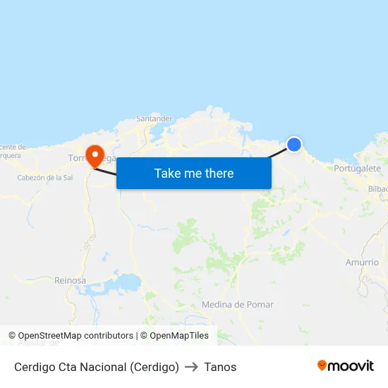 Cerdigo Cta Nacional (Cerdigo) to Tanos map