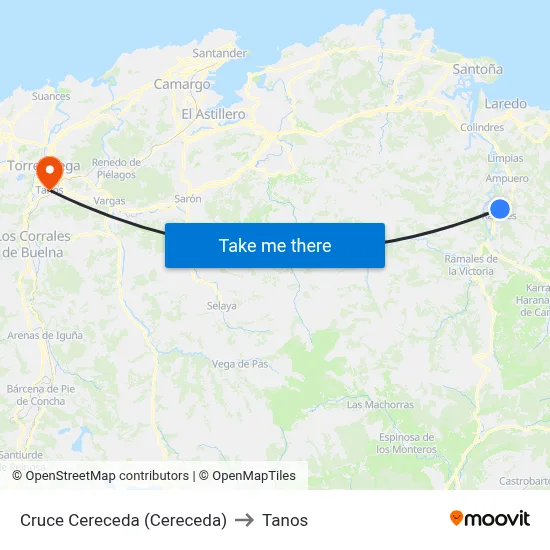 Cruce Cereceda (Cereceda) to Tanos map