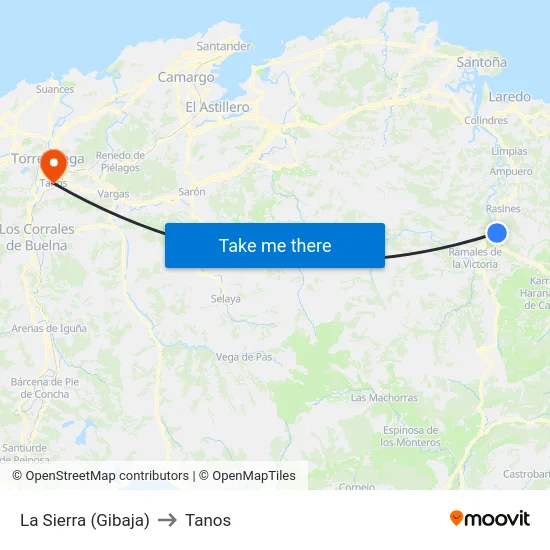 La Sierra (Gibaja) to Tanos map
