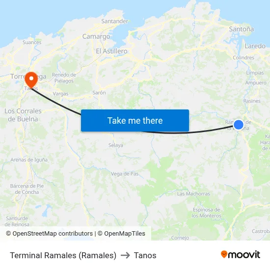 Terminal Ramales (Ramales) to Tanos map