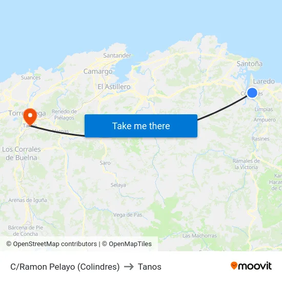 C/Ramon Pelayo (Colindres) to Tanos map