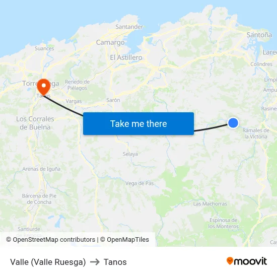 Valle (Valle Ruesga) to Tanos map