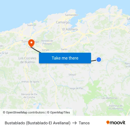 Bustablado (Bustablado-El Avellanal) to Tanos map