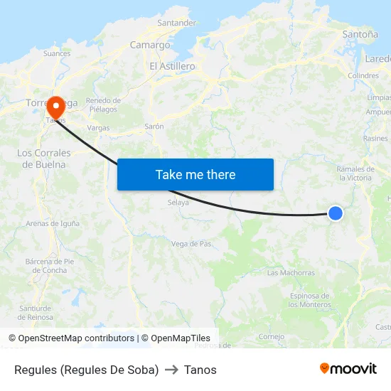 Regules (Regules De Soba) to Tanos map