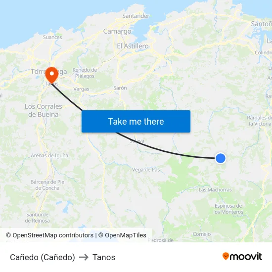 Cañedo (Cañedo) to Tanos map