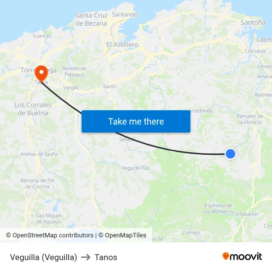 Veguilla (Veguilla) to Tanos map