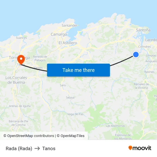 Rada (Rada) to Tanos map