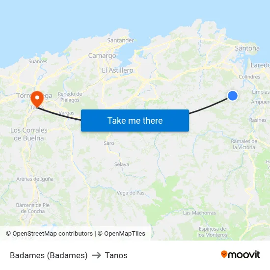 Badames (Badames) to Tanos map