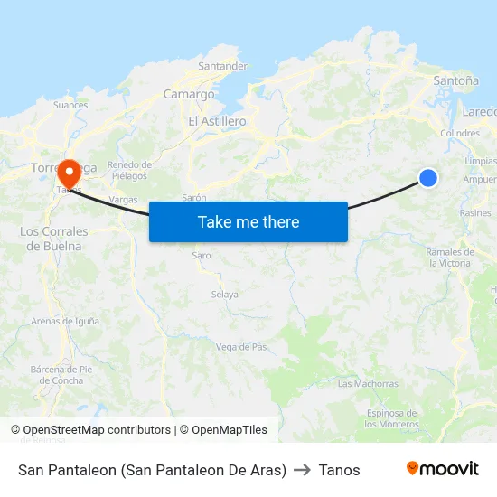 San Pantaleon (San Pantaleon De Aras) to Tanos map