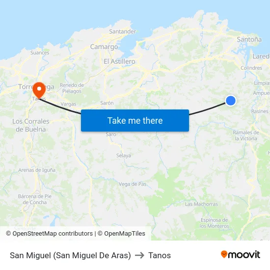 San Miguel (San Miguel De Aras) to Tanos map