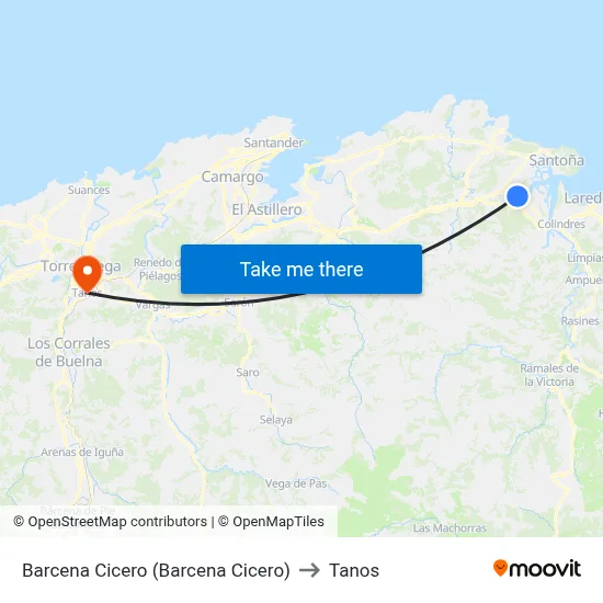 Barcena Cicero (Barcena Cicero) to Tanos map