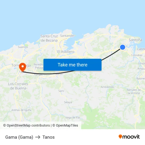 Gama (Gama) to Tanos map