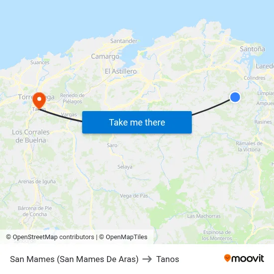 San Mames (San Mames De Aras) to Tanos map