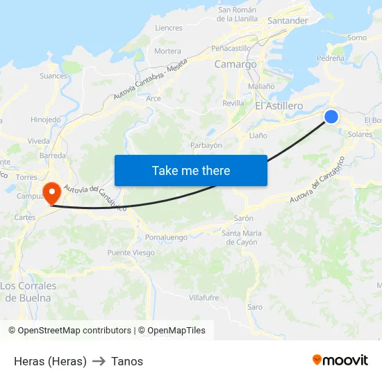 Heras (Heras) to Tanos map