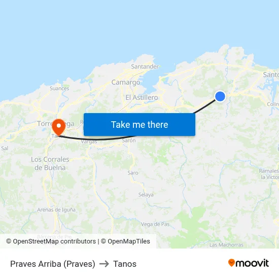 Praves Arriba (Praves) to Tanos map