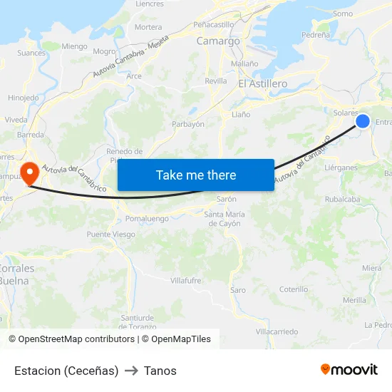 Estacion (Ceceñas) to Tanos map