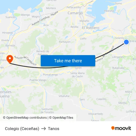 Colegio (Ceceñas) to Tanos map
