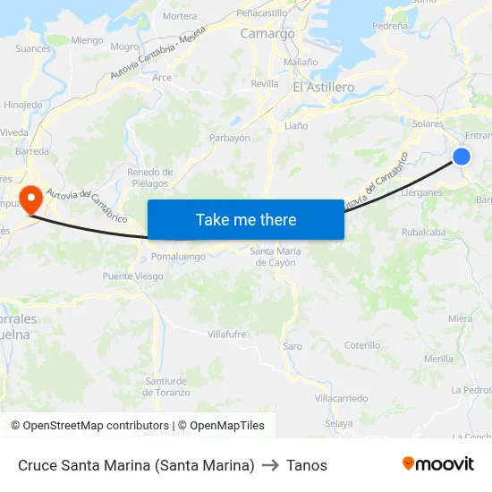 Cruce Santa Marina (Santa Marina) to Tanos map