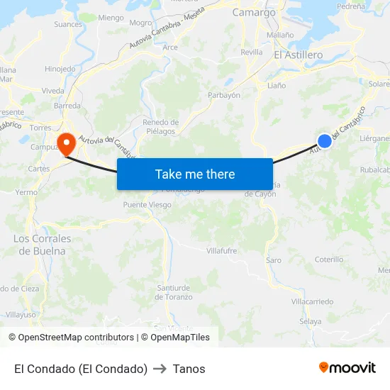 El Condado (El Condado) to Tanos map