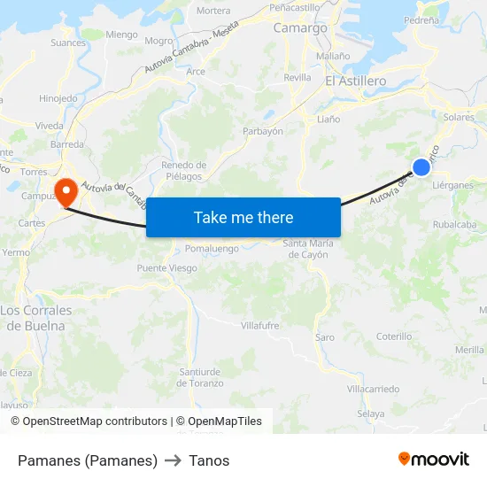 Pamanes (Pamanes) to Tanos map