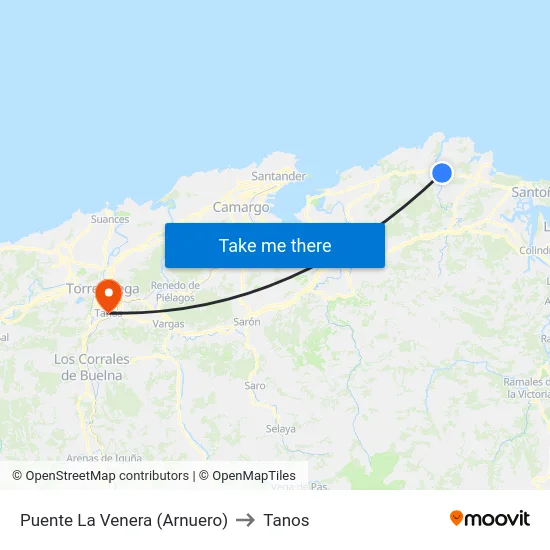 Puente La Venera (Arnuero) to Tanos map