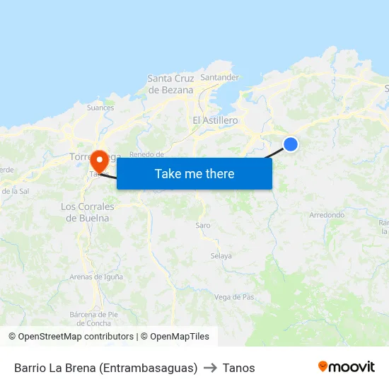 Barrio La Brena (Entrambasaguas) to Tanos map