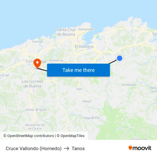 Cruce Vallondo (Hornedo) to Tanos map