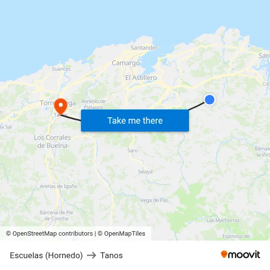 Escuelas (Hornedo) to Tanos map