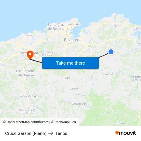 Cruce Garzon (Riaño) to Tanos map