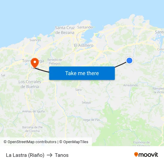 La Lastra (Riaño) to Tanos map