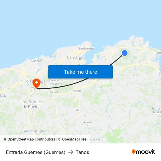 Entrada Guemes (Guemes) to Tanos map