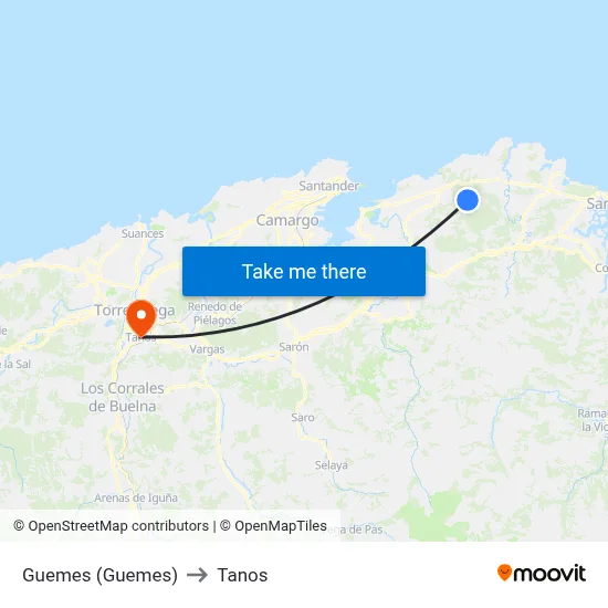 Guemes (Guemes) to Tanos map