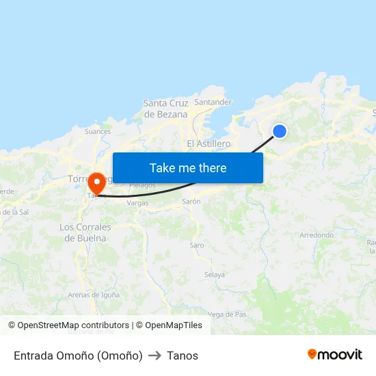Entrada Omoño (Omoño) to Tanos map