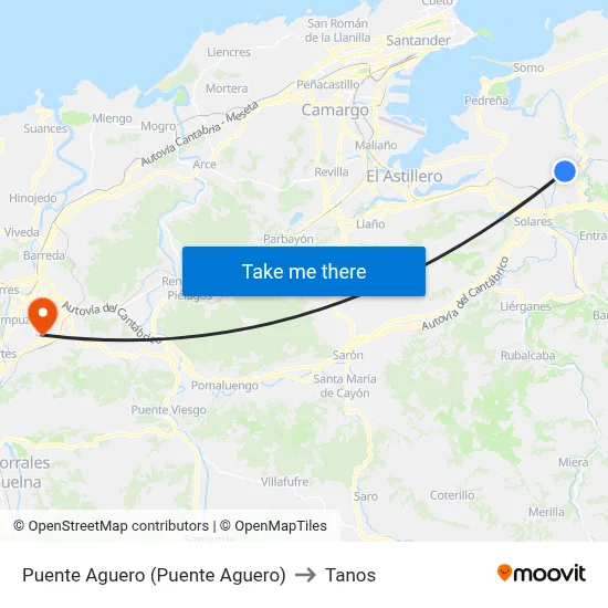 Puente Aguero (Puente Aguero) to Tanos map