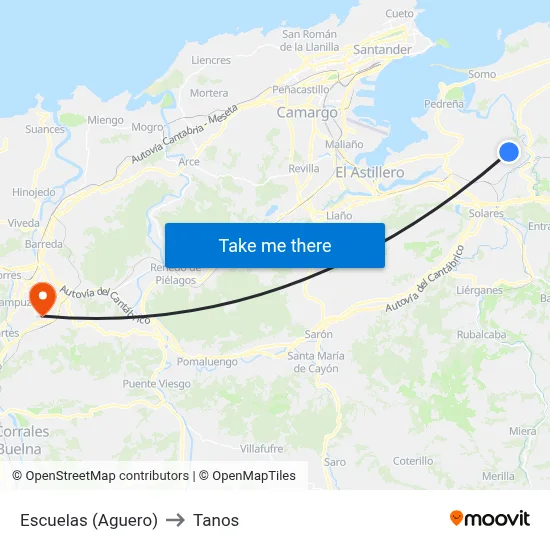 Escuelas (Aguero) to Tanos map