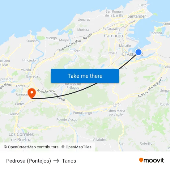Pedrosa (Pontejos) to Tanos map