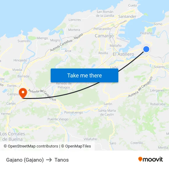 Gajano (Gajano) to Tanos map