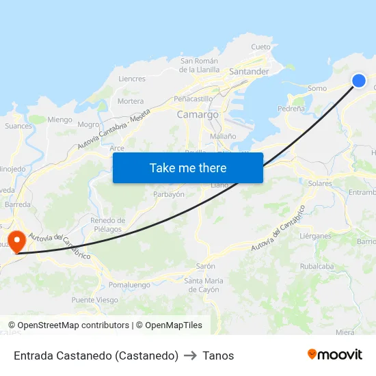 Entrada Castanedo (Castanedo) to Tanos map