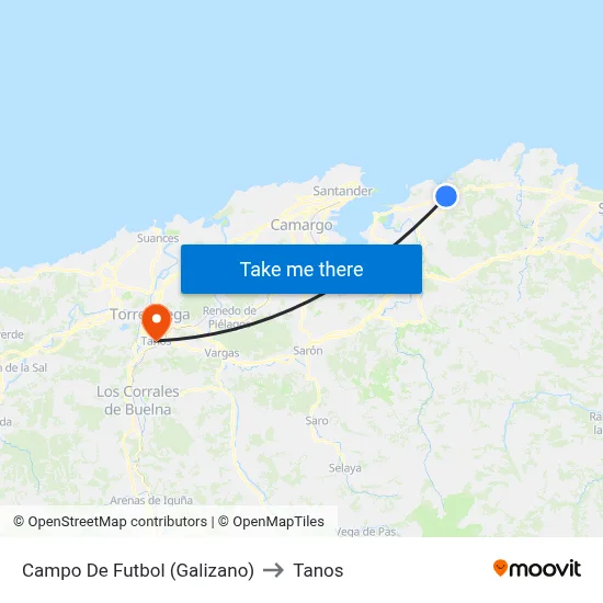 Campo De Futbol (Galizano) to Tanos map