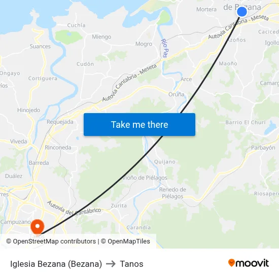 Iglesia Bezana (Bezana) to Tanos map