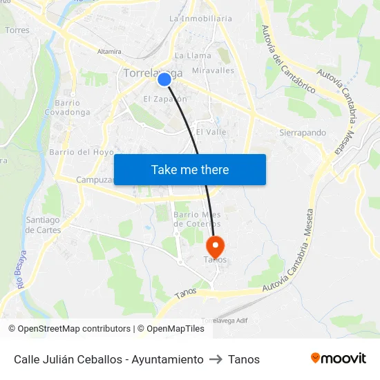 Calle Julián Ceballos - Ayuntamiento to Tanos map