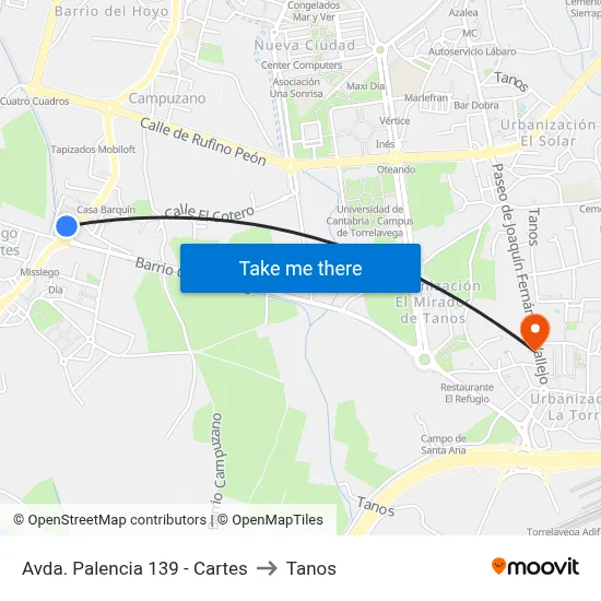 Avda. Palencia 139 - Cartes to Tanos map